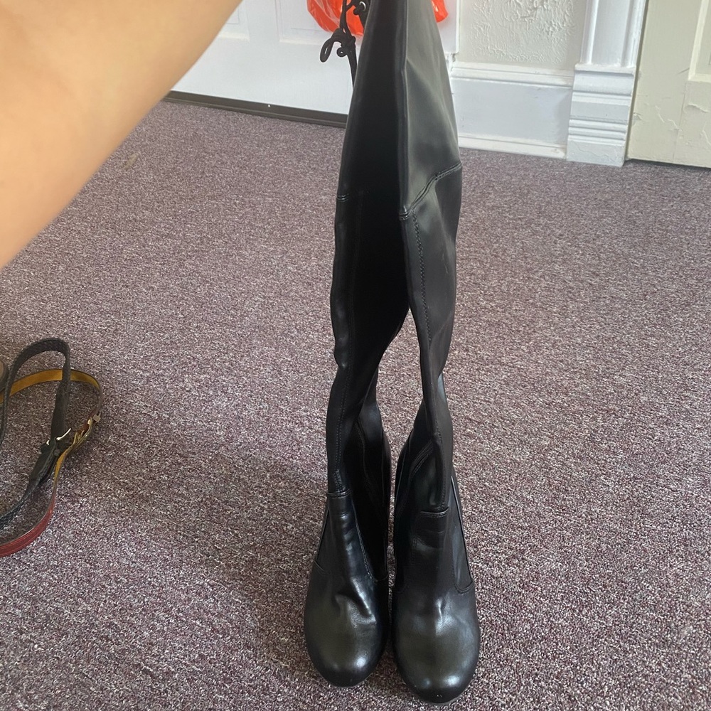 Black over the knee gelled boots